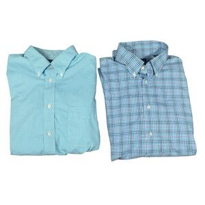 Lot Of 2 Lauren Ralph Lauren Stretch Fabric Plaid Button Down Shirts Sz 17 XL